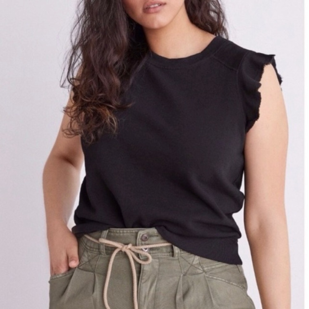 Anthropologie TLa Sleeveless Sweatshirt Black